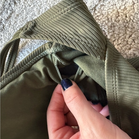 Hurley One Piece Bathing Suit swimsuit Ribbed Olive Green Crossover Straps XL - Picture 5 of 7